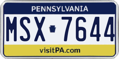 PA license plate MSX7644