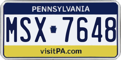 PA license plate MSX7648
