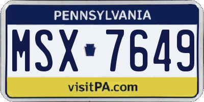 PA license plate MSX7649