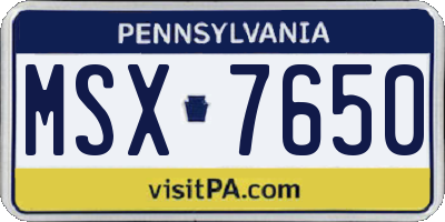 PA license plate MSX7650