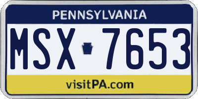 PA license plate MSX7653
