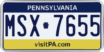 PA license plate MSX7655