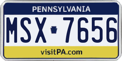 PA license plate MSX7656