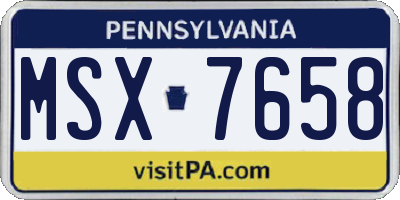 PA license plate MSX7658