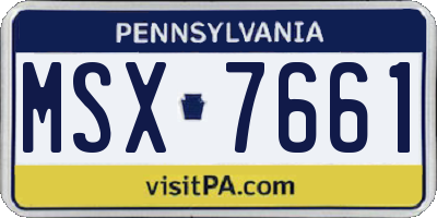 PA license plate MSX7661
