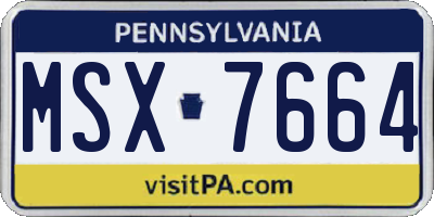 PA license plate MSX7664
