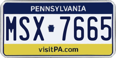 PA license plate MSX7665
