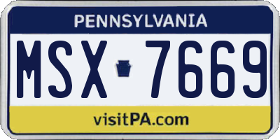 PA license plate MSX7669