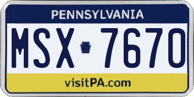 PA license plate MSX7670