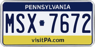 PA license plate MSX7672
