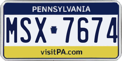 PA license plate MSX7674