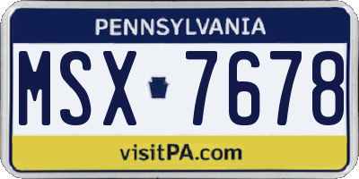 PA license plate MSX7678