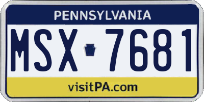 PA license plate MSX7681