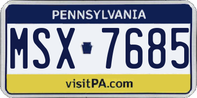 PA license plate MSX7685