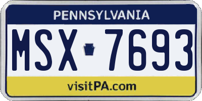 PA license plate MSX7693