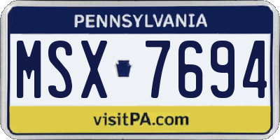 PA license plate MSX7694