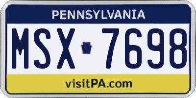 PA license plate MSX7698