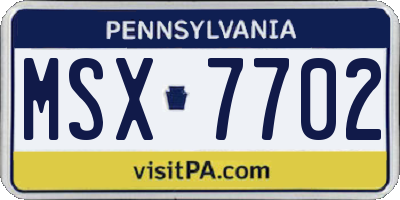 PA license plate MSX7702