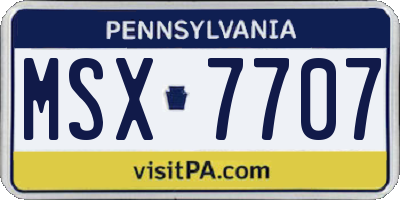 PA license plate MSX7707