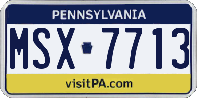 PA license plate MSX7713