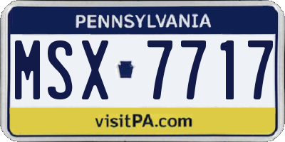 PA license plate MSX7717