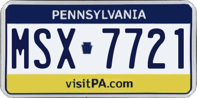 PA license plate MSX7721