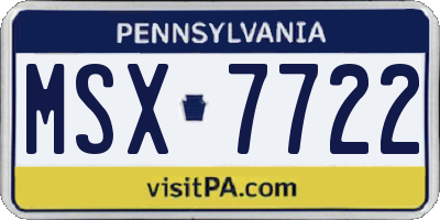 PA license plate MSX7722