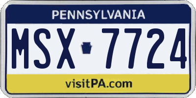 PA license plate MSX7724