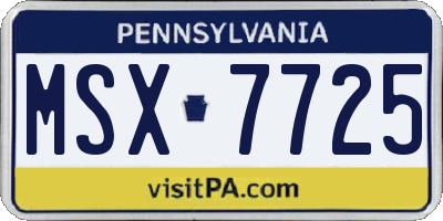 PA license plate MSX7725