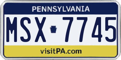PA license plate MSX7745