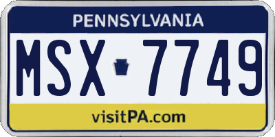 PA license plate MSX7749
