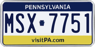 PA license plate MSX7751