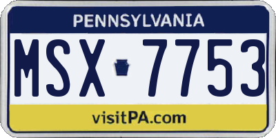 PA license plate MSX7753