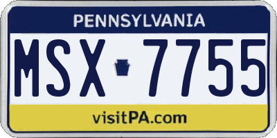 PA license plate MSX7755