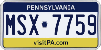 PA license plate MSX7759