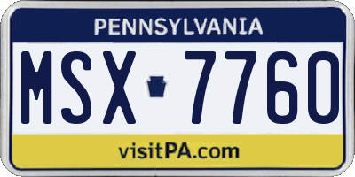 PA license plate MSX7760