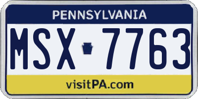 PA license plate MSX7763