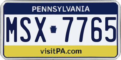 PA license plate MSX7765