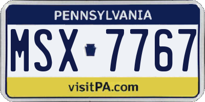 PA license plate MSX7767