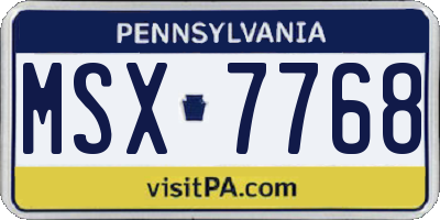 PA license plate MSX7768