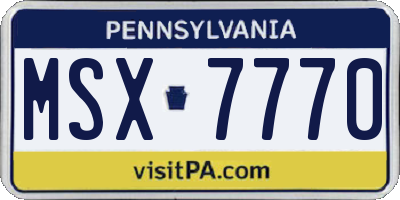 PA license plate MSX7770