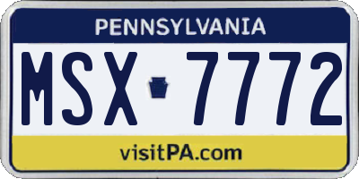 PA license plate MSX7772