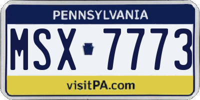 PA license plate MSX7773