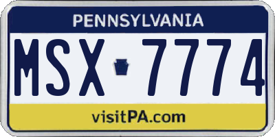 PA license plate MSX7774