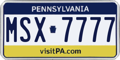 PA license plate MSX7777