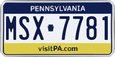 PA license plate MSX7781