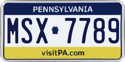 PA license plate MSX7789