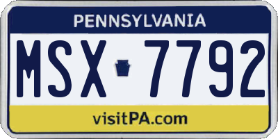 PA license plate MSX7792