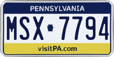 PA license plate MSX7794