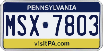 PA license plate MSX7803